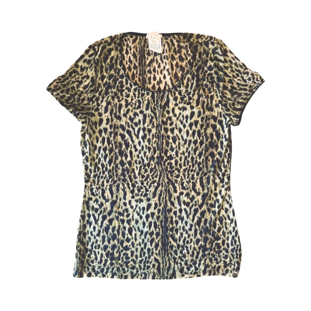 ROBERTO CAVALLI leopard mesh short sleeve top
